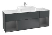 Тумба под раковину Villeroy & Boch Finion 160х50,1 см с подсветкой МДФ темно-синий матовый лак/стекло белое матовое F451GKHG