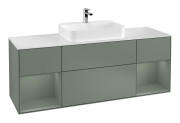 Тумба під раковину Villeroy & Boch Finion 160х50,1 см із підсвічуванням МДФ оливковий матовий лак/скло біле матове F451GMGM