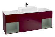 Тумба під раковину Villeroy & Boch Finion 160х50,1 см з підсвічуванням МДФ півонія матовий лак/скло біле матове F451GMHB