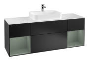 Тумба під раковину Villeroy & Boch Finion 160х50,1 см із підсвічуванням МДФ чорний матовий лак/скло біле матове F451GMPD