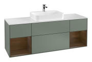 Тумба под раковину Villeroy & Boch Finion 160х50,1 см с подсветкой МДФ оливковый матовый лак/стекло белое матовое F451GNGM