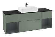 Тумба под раковину Villeroy & Boch Finion 160х50,1 см с подсветкой МДФ оливковый матовый лак/стекло черное матовое F452HGGM
