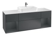 Тумба под раковину Villeroy & Boch Finion 160х50,1 см с подсветкой МДФ темно-синий матовый лак/стекло белое матовое F451HGHG