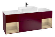 Тумба під раковину Villeroy & Boch Finion 160х50,1 см з підсвічуванням МДФ півонія матовий лак/скло біле матове F451PCHB