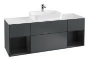Тумба под раковину Villeroy & Boch Finion 160х50,1 см с подсветкой МДФ темно-синий матовый лак/стекло белое матовое F451PDHG
