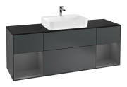 Тумба под раковину Villeroy & Boch Finion 160х50,1 см с подсветкой МДФ темно-синий матовый лак/стекло черное матовое F452GKHG