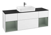 Тумба під раковину Villeroy & Boch Finion 160х50,1 см з підсвічуванням МДФ білий глянцевий лак/скло чорне матове F452GMGF