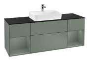 Тумба под раковину Villeroy & Boch Finion 160х50,1 см с подсветкой МДФ оливковый матовый лак/стекло черное матовое F452GMGM