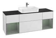 Тумба під раковину Villeroy & Boch Finion 160х50,1 см із підсвічуванням МДФ білий матовий лак/скло чорне матове F452GMMT