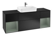Тумба під раковину Villeroy & Boch Finion 160х50,1 см із підсвічуванням МДФ чорний матовий лак/скло чорне матове F452GMPD