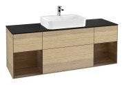 Тумба под раковину Villeroy & Boch Finion 160х50,1 см с подсветкой МДФ шпон дуба/стекло черное матовое F452GNPC