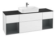 Тумба под раковину Villeroy & Boch Finion 160х50,1 см с подсветкой МДФ белый матовый лак/стекло черное матовое F452HGGF