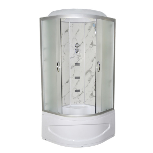 Гидромассажный бокс Vivia TKF 90 Белый мрамор WG 90x90 профиль сатин/стекло fabric А0045227