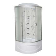 Гидромассажный бокс Vivia TKF 100 Белый мрамор WG 100x100 профиль сатин/стекло fabric А0045233