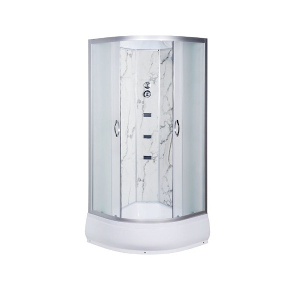 Гидромассажный бокс Vivia TKF 90-30 Белый мрамор WG 90x90 профиль сатин/стекло fabric А0049219
