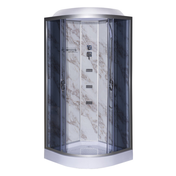 Гидромассажный бокс Vivia TKF 100/1 Мрамор BG 100х100 профиль сатин/тонированное стекло А0048381
