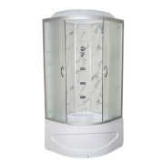 Гидромассажный бокс Vivia TKF 100 Белый мрамор WG 100x100 профиль сатин/стекло fabric А0045233