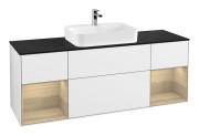 Тумба під раковину Villeroy & Boch Finion 160х50,1 см з підсвічуванням МДФ білий глянцевий лак/скло чорне матове F452PCGF