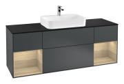 Тумба под раковину Villeroy & Boch Finion 160х50,1 см с подсветкой МДФ темно-синий матовый лак/стекло черное матовое F452PCHG