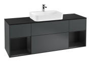Тумба под раковину Villeroy & Boch Finion 160х50,1 см с подсветкой МДФ темно-синий матовый лак/стекло черное матовое F452PDHG