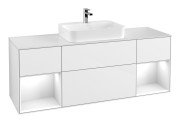 Тумба під раковину Villeroy & Boch Finion 160х50,1 см з підсвіткою МДФ білий глянцевий лак/скло біле матове G451GFGF