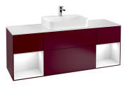 Тумба под раковину Villeroy & Boch Finion 160х50,1 см с подсветкой МДФ пион матовый лак/стекло белое матовое G451GFHB