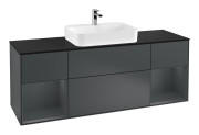 Тумба под раковину Villeroy & Boch Finion 160х50,1 см с подсветкой МДФ темно-синий матовый лак/стекло черное матовое F452HGHG