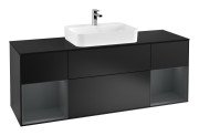 Тумба під раковину Villeroy & Boch Finion 160х50,1 см із підсвічуванням МДФ чорний матовий лак/скло чорне матове F452HGPD