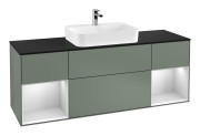 Тумба під раковину Villeroy & Boch Finion 160х50,1 см із підсвічуванням МДФ оливковий матовий лак/скло біле матове F452MTGM