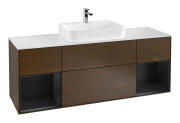Тумба под раковину Villeroy & Boch Finion 160х50,1 см с подсветкой МДФ шпон грецкого ореха/стекло белое матовое G451PDGN