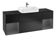 Тумба під раковину Villeroy & Boch Finion 160х50,1 см із підсвічуванням МДФ чорний матовий лак/скло чорне матове  G452GKPD
