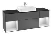 Тумба під раковину Villeroy & Boch Finion 160х50,1 см із підсвічуванням МДФ антрацит матовий лак/скло чорне матове G452MTGK
