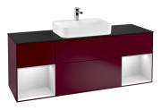 Тумба під раковину Villeroy & Boch Finion 160х50,1 см з підсвічуванням МДФ півонія матовий лак/скло чорне матове G452MTHB