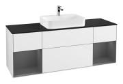 Тумба под раковину Villeroy & Boch Finion 160х50,1 см с подсветкой МДФ глянцевый белый лак/стекло черное матовое G452GKGF