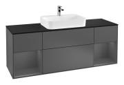 Тумба під раковину Villeroy & Boch Finion 160х50,1 см із підсвічуванням МДФ антрацит матовий лак/скло чорне матове G452GKGK