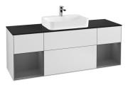 Тумба під раковину Villeroy & Boch Finion 160х50,1 см із підсвічуванням МДФ білий матовий лак/скло чорне матове G452GKMT