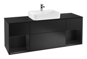 Тумба под раковину Villeroy & Boch Finion 160х50,1 см с подсветкой МДФ черный матовый лак/стекло черное матовое G452PDPD