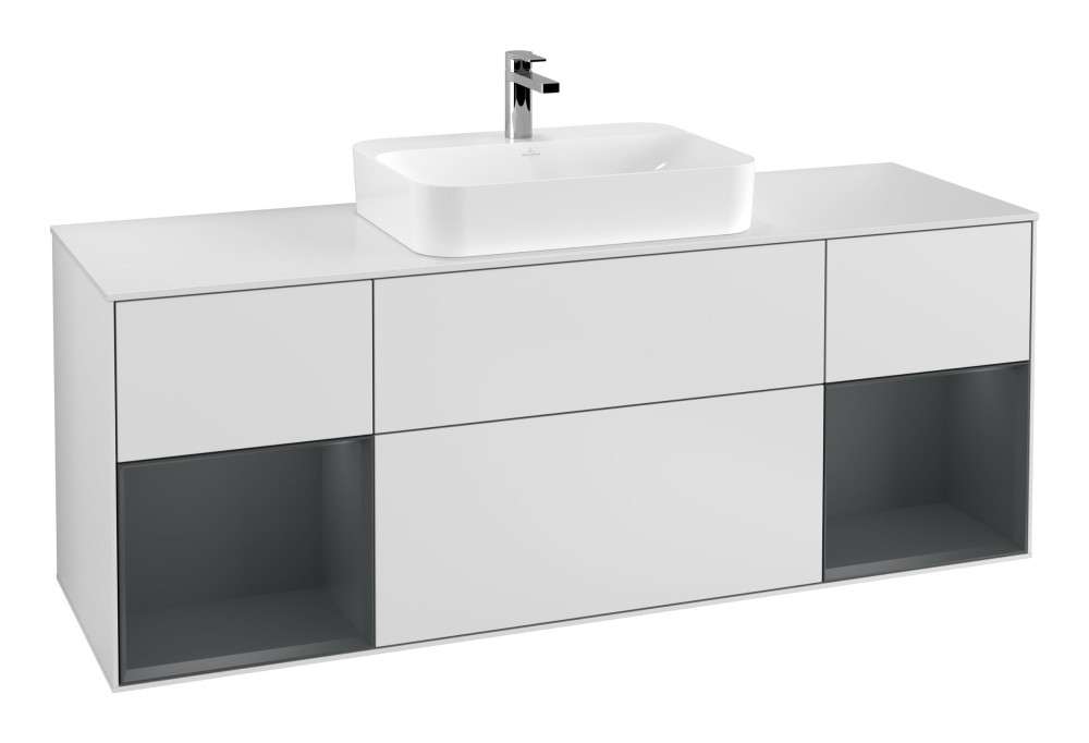 Тумба под раковину Villeroy & Boch Finion 160х50,1 см с подсветкой МДФ белый матовый лак/стекло белое матовое G451HGMT