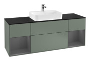 Тумба под раковину Villeroy & Boch Finion 160х50,1 см с подсветкой МДФ оливковый матовый лак/стекло черное матовое G452GKGM
