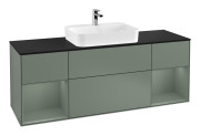 Тумба під раковину Villeroy & Boch Finion 160х50,1 см із підсвічуванням МДФ оливковий матовий лак/скло чорне матове G452GMGM