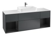 Тумба под раковину Villeroy & Boch Finion 160х50,1 см с подсветкой МДФ темно-синий матовый лак/стекло белое матовое G451PDHG