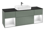 Тумба під раковину Villeroy & Boch Finion 160х50,1 см із підсвічуванням МДФ оливковий матовий лак/скло чорне матове G452GFGM