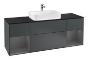 Тумба под раковину Villeroy & Boch Finion 160х50,1 см с подсветкой МДФ темно-синий матовый лак/стекло черное матовое G452GKHG