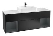 Тумба під раковину Villeroy & Boch Finion 160х50,1 см із підсвічуванням МДФ чорний матовий лак/скло чорне матове G451HGPD