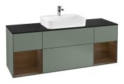 Тумба под раковину Villeroy & Boch Finion 160х50,1 см с подсветкой МДФ оливковый матовый лак/стекло черное матовое G452GNGM