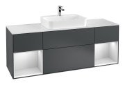 Тумба под раковину Villeroy & Boch Finion 160х50,1 см с подсветкой МДФ темно-синий матовый лак/стекло белое матовое G451MTHG