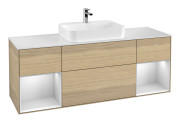 Тумба под раковину Villeroy & Boch Finion 160х50,1 см с подсветкой МДФ шпон дуба/стекло белое матовое G451MTPC