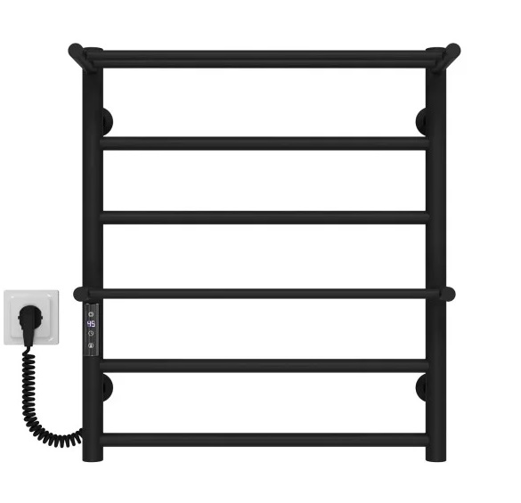 Електрична сушарка для рушників Deffi Терма Плюс П6 500х600 ліве підключення JD03 чорний C.TA.60.50.6.E.B.L.1