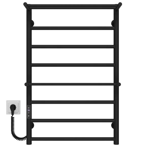 Электрический полотенцесушитель Deffi Терма Плюс П8 500х800 левое подключение JD03 черный C.TA.80.50.8.E.B.L.1