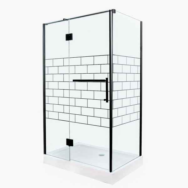 Душова кабіна Insana Venza 121 LN 120х80 см профіль чорний/прозоре з малюнком скло А0048483
